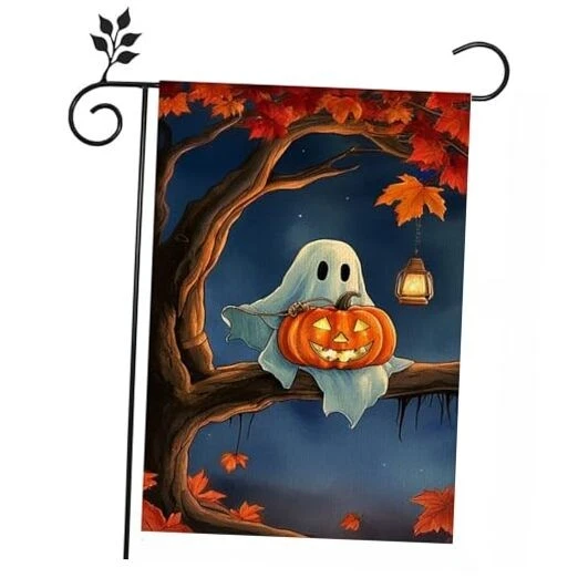 Halloween Ghost Garden Flag 12x18Vertical Double Sided Halloween Ghost Garden 