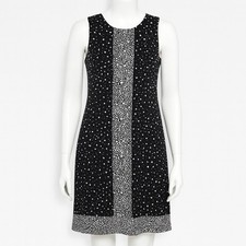 Michael Kors Dress Womens Small Black White Sleeveless Sheath Midi Work