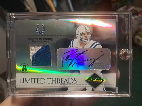 2004 LEAF LIMITED THREADS PEYTON MANNING GAME USED PATCH AUTO /25 DIRTY PATCH