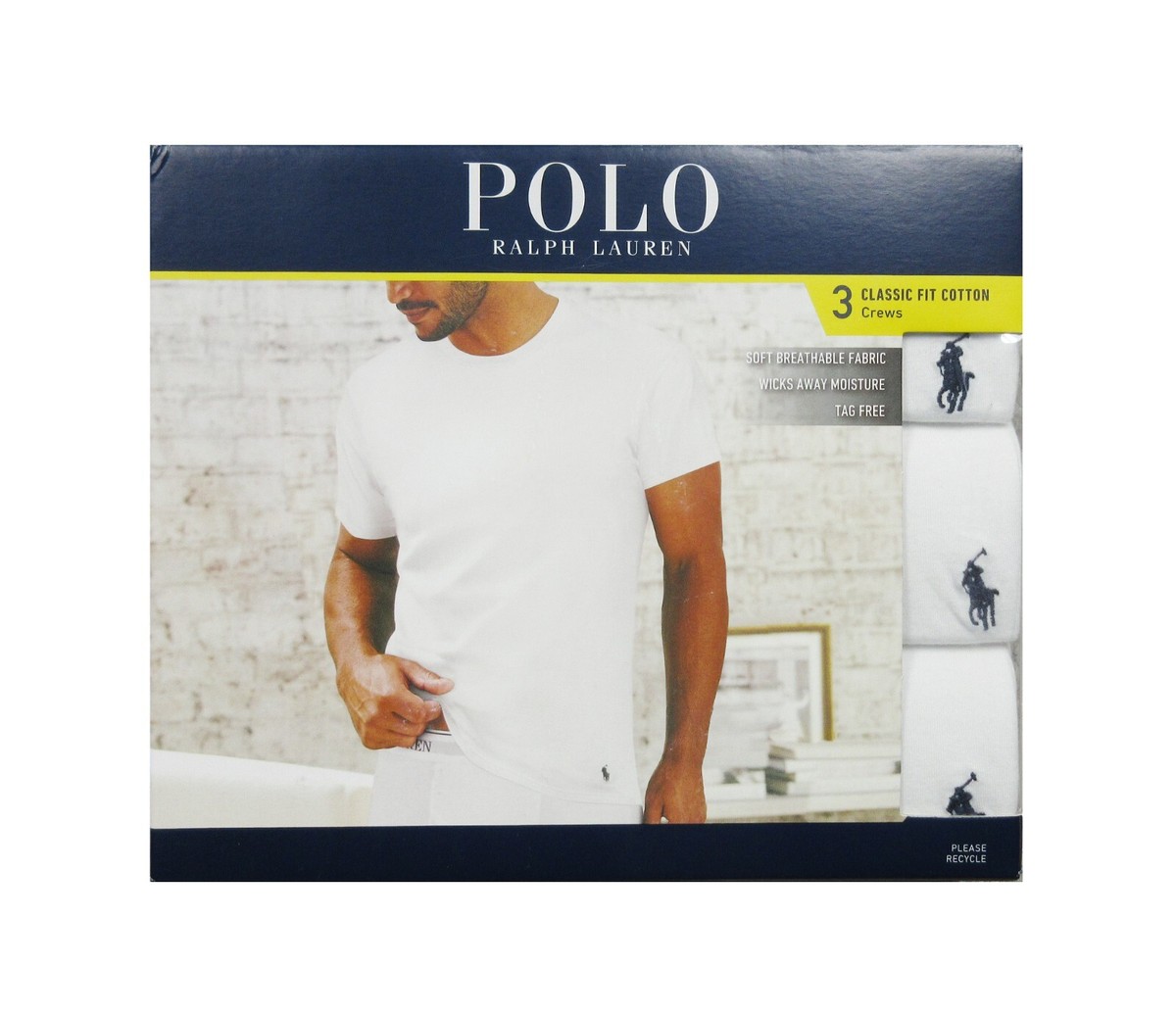 Polo Ralph Lauren Men's White Classic Fit Crew-Neck 3 Pack T
