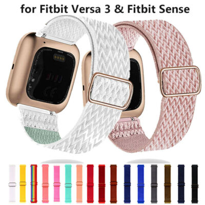  Stretchy Nylon Strap Soft Elastic Loop Watch Band For Fitbit Versa 3 / Sense