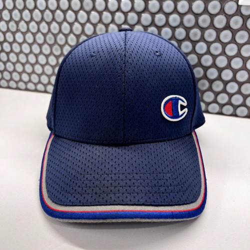 Champion Logo Hat Cap Fitted Blue Red Mesh Small … - image 1