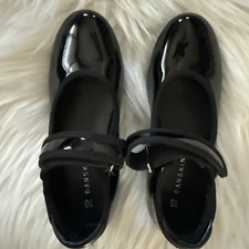 Danskin Tap Shoe Black Dance Hook Loop Adjustable Closure Low Heel Girls 10 Bx1