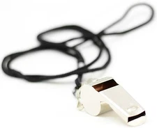 Mato & Hash High Quality Nickel-Plated Copper Referee Whistle with Black Lanyard