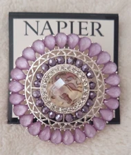 New Stunning Napier Silver Tone Simulated Crystal Purple Pin
