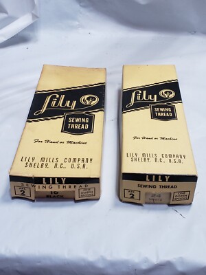 Lily Sewing Thread 11 wh/12 bl 1380yds Mercerized Orig Lily Mill Co. Boxes