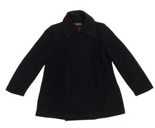 Vtg Halston Black Jacket Coat Wool Cashmere Womens 12 Red Liner 907a