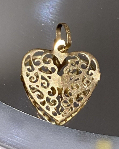 Dainty 14k Yellow Gold Heart Charm Pendent - image 1