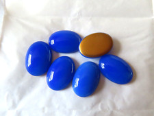 Full pack 6 Czech. Glass Oval Cabochones 25x18mm Blue Opal/foiled.