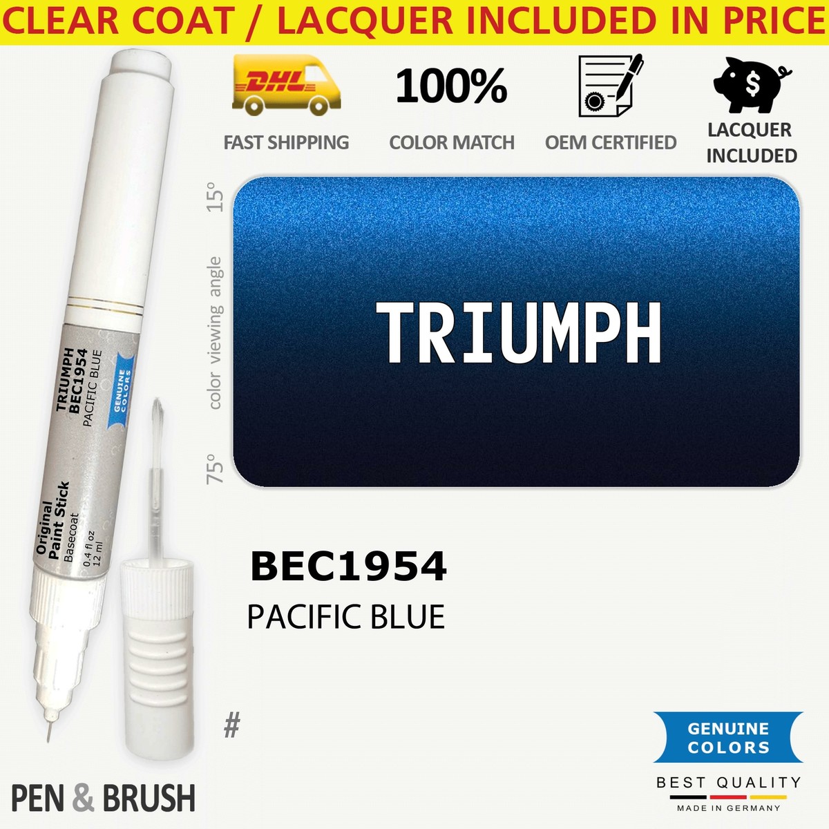 BEC1954 Touch Up Paint for Triumph Blue # BEC/1954 PACIFIC