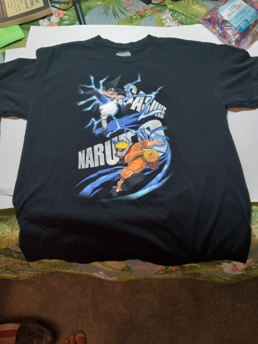 VINTAGE Naruto Shonen Jump Shirt Large Black 2002 Sasuke VIZ Media