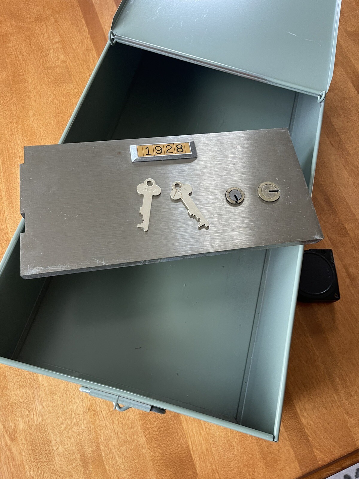 vintage safety deposit box With 1928 Metal Face And 2 Matching Keys eBay