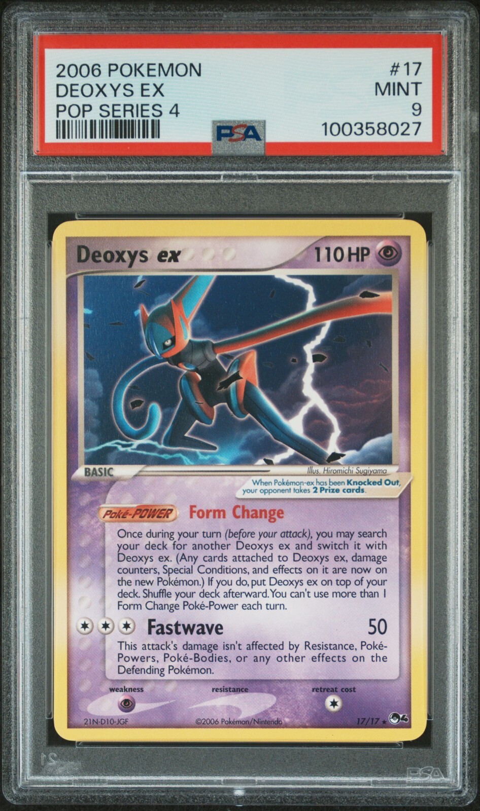 PSA 9 MINT Deoxys Ex 17/17 POP Series 4 Pokémon Graded CARD