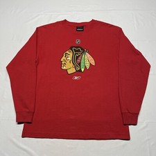 Chicago Blackhawks Long Sleeve T-Shirt Men’s Small Red NHL Hockey Reebok Logo