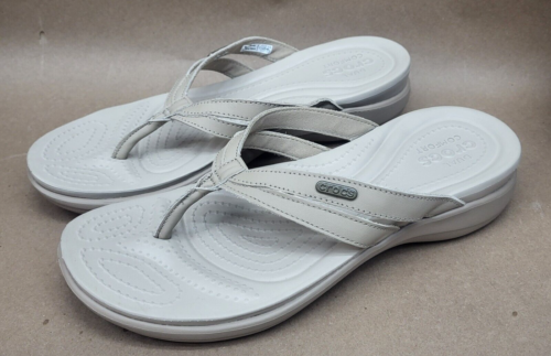 Crocs Women's Sandals Size 9 Capri Thong  Strappy Flip Flop Sandal Neutral - Picture 1 of 12