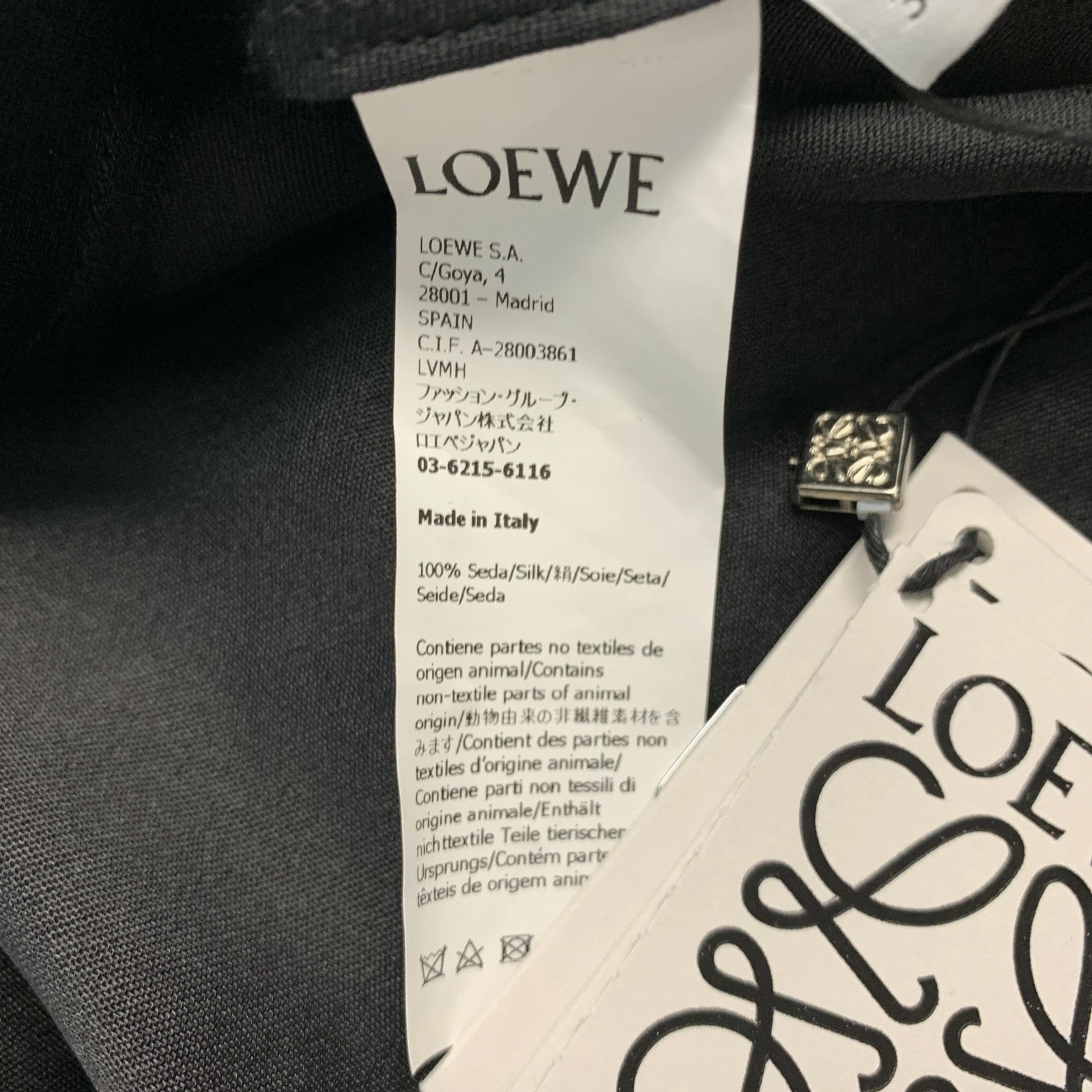 Abito camicia catena di seta oro nero Loewe taglia 0
