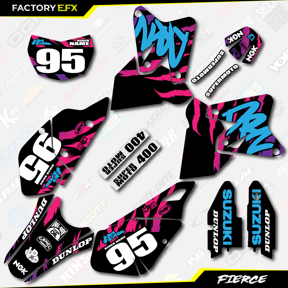 Black Retro Fierce Racing Graphics Kit fits Suzuki Drz400 Drz 400 Drz400sm  400sm