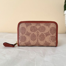 NWT Coach Small Zip Around Card Case In Signature Canvas C6725