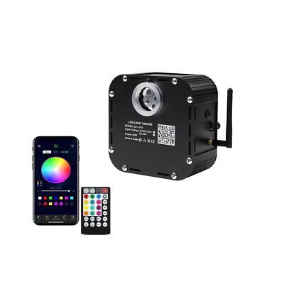 AZIMOM Bluetooth/RF Control 50W Twinkle Fiber Optic Light Source RGBW Light B...