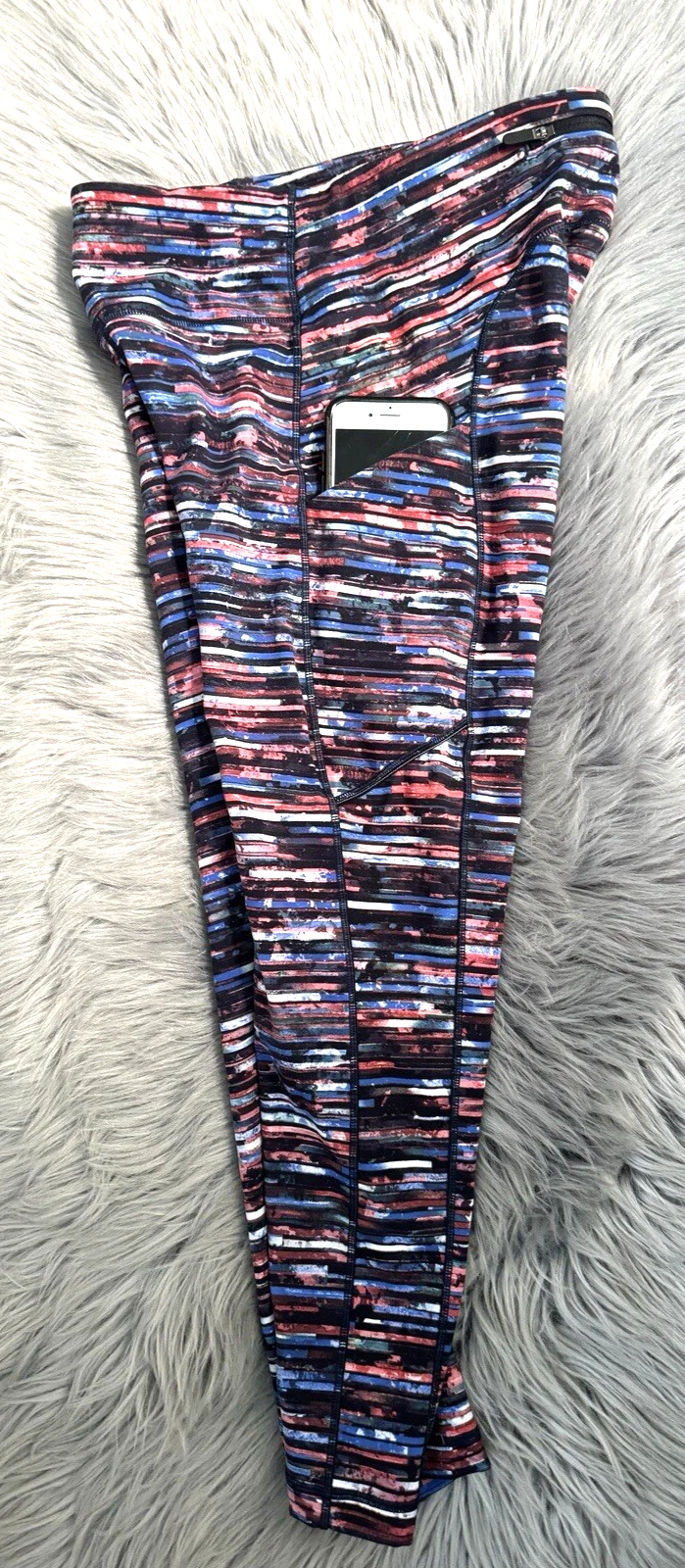 Lululemon speed up crop 21" alpine white multi pockets sz 4