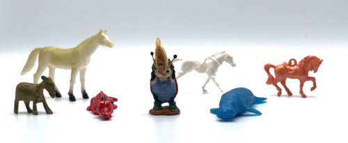 VTG Miniature Diorama Animal Plastic Lot Of 7 Horse manatee dragon bug