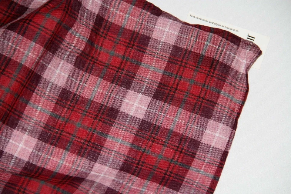 New Bar III Men's Red Green Perica Plaid Pocket Square - Image 3 of 3
