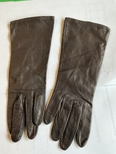 Chocolate BROWN Leather Gloves  Kidskin Made in Paris France Vintage SZ 6.5