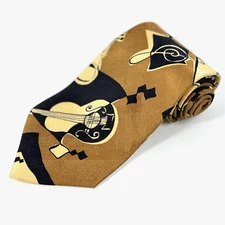 Ermenegildo Zegna Silk Tie Musical Instruments Bronze Gold Black Shimmer Italy