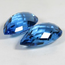 18.34Cts Shimmering Natural Swiss Blue Topaz Almond Cut Matching Pair Gemstones