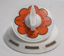 Vintage 1960's Mark Time One Hour Timer Daisy Orange Flower Retro Kitchen Timer
