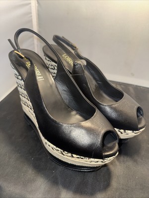 LORIBLU Ladies Black Platform Sandals Size 37 (B)