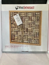 Wine Enthusiast 16" X 16" Wine Cork Bulletin Board Kit Cork Holder NEW In Box