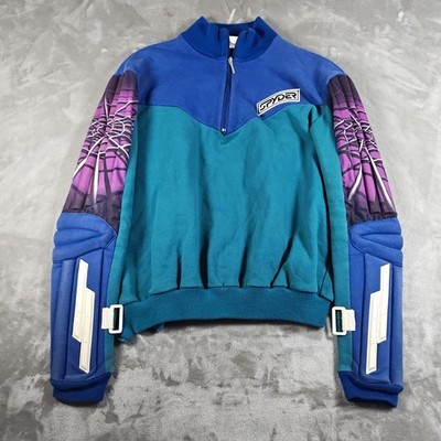 Vintage Spyder Ski Sweater Mens Medium Green Padded US Ski Team 80s Colorblock