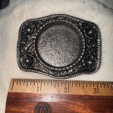 BRUSHED SILVER TONE Open Circle In Center BELT BUCKLE