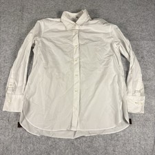 Uniqlo Cotton Long Sleeve Button Down Dress Shirt Blouse Top White Womens Medium