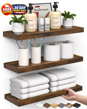 Bathroom Floating Shelves Set of 3 Rustic Farmhouse Wood Wall Shelf Over Toilet