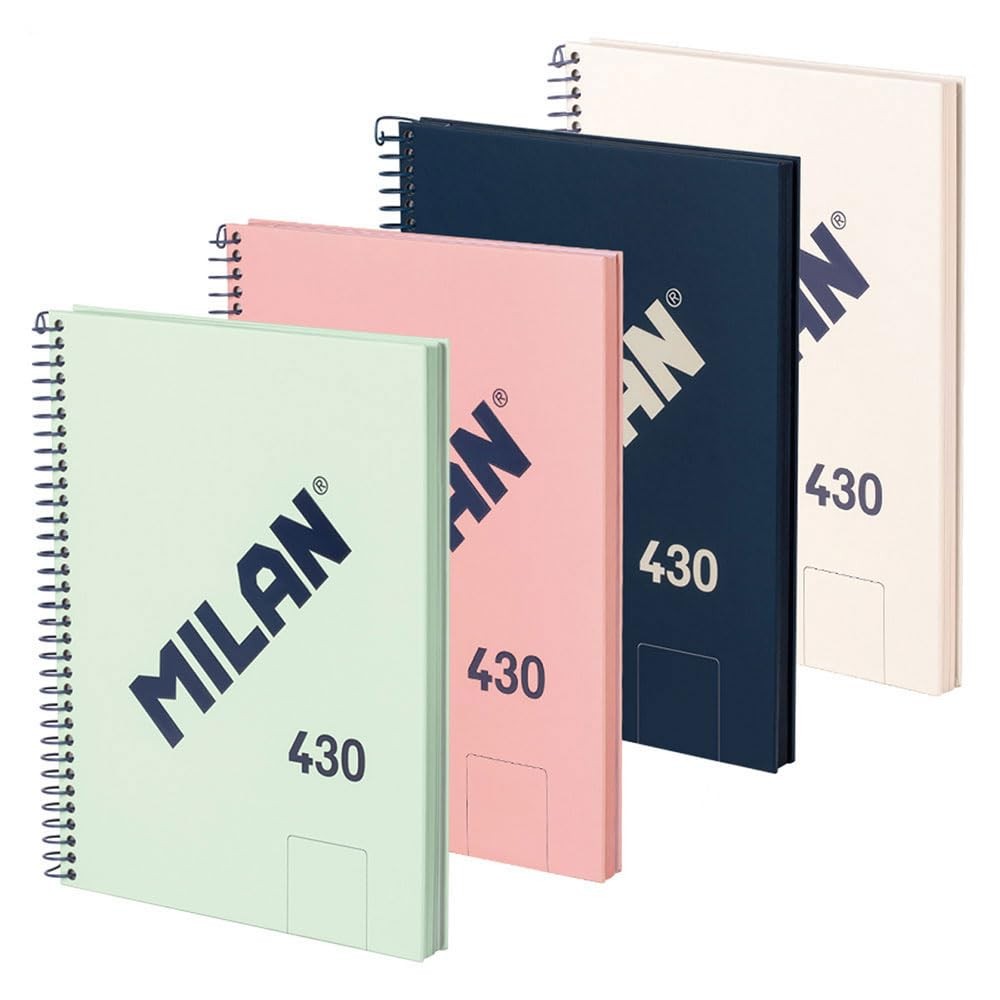 Cahier A5 à spirale bloc-notes rigide lot de 4 pour écriture et dessin papier blanc 95g
