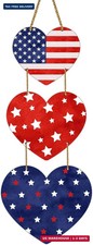 4th of July Decorations Patriotic Decorations Heart Patriotic Wreath Hanging Sig
