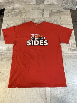 Popeyes Chicken Signature Sides Adult Medium Employee Uniform Red T-Shirt