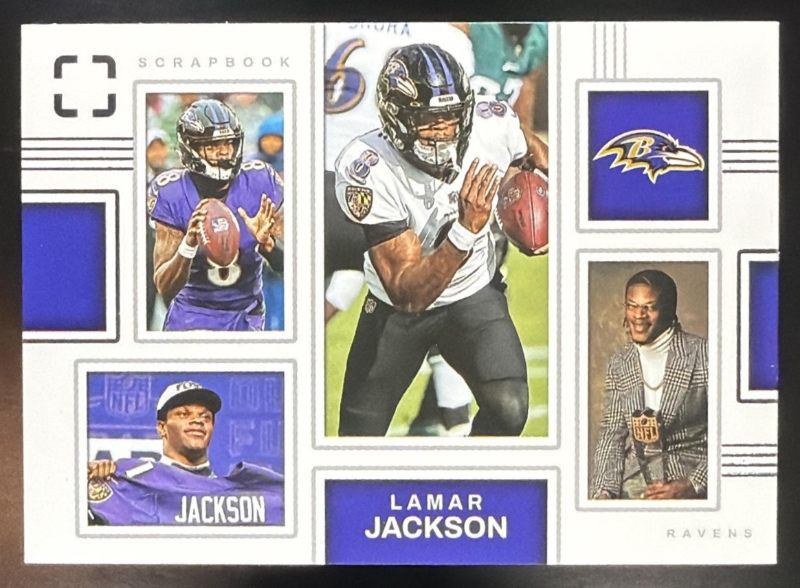 2025 Panini Football PhotoGenic Lamar Jackson Scrapbook #1 Baltimore Ravens