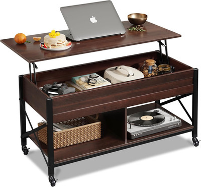 Coffee Table, 41.3'' Lift Top Coffee Table with 4 Wheels, Hidden Compartment, Sto