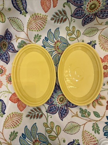 Lot of 2 Fiesta 9 3/4” Small Oval Serving Plate / Platter Fiesta Ware Yellow - Picture 2 of 10