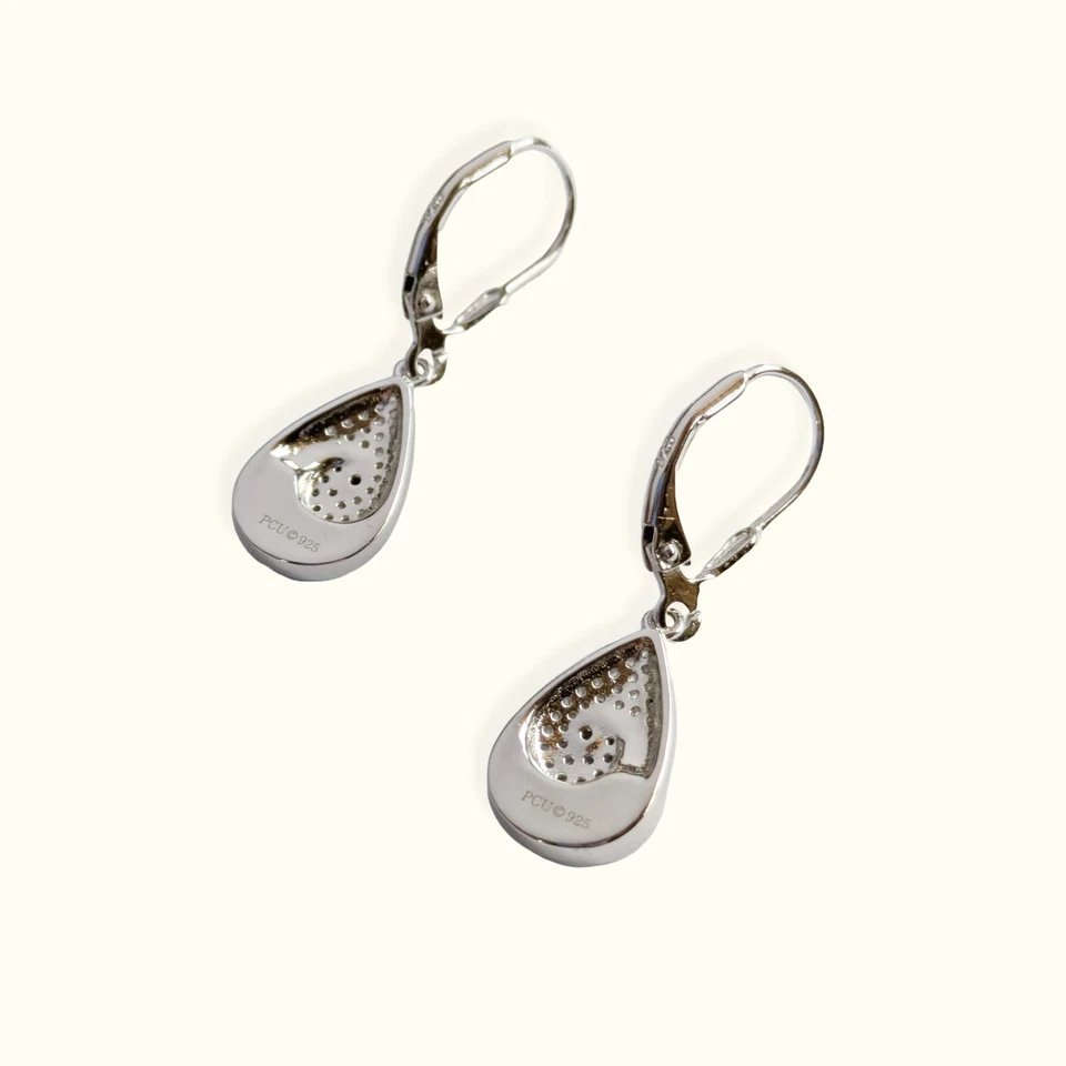 Серебро редкая подлинный синий ларимар серьги волна вихрь дизайн и CZ акцент - Изображение 2 из 4