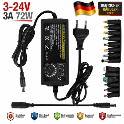 Netzteiladapter Universal Ladegerät Netzteil 3-24V 72W AC/DC 3A Einstellbar