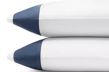  162 tax SFERRA CASIDA COTTON PERCALE 2 KING PILLOWCASES WHITE DELFT BLUE ITALY