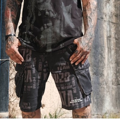 Neue Yakuza Herren Anyone Allover Cargo Shorts - Schwarz