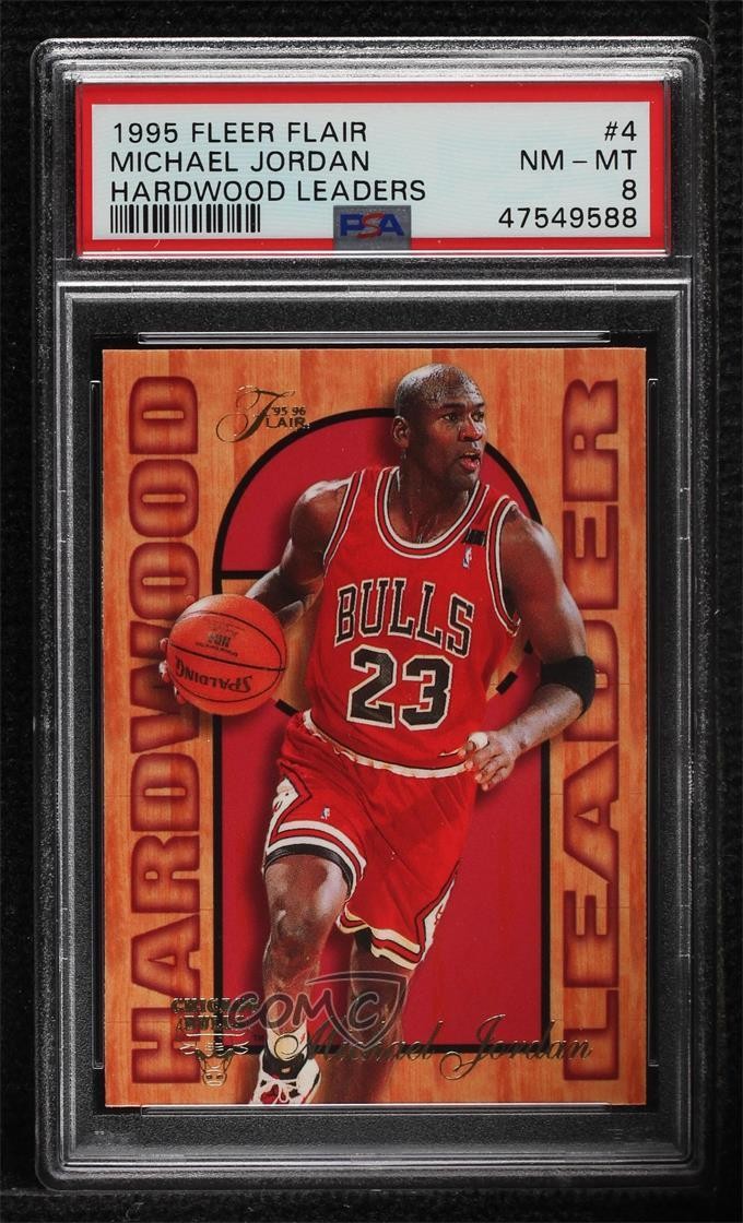 1995-96 Fleer Flair Hardwood Leader Michael Jordan #4 PSA 8 HOF h3a