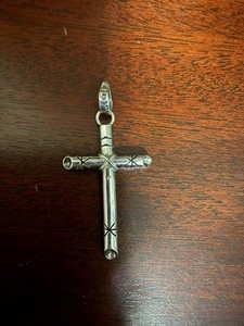 MEXICO 925 Silver  Vintage Etched Cross Pendant