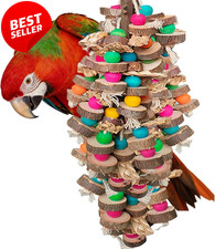 Colorful Wooden Bird Toys Parrot Cage Chew Accessories Macaw Cockatoo 6"L x 3.5"
