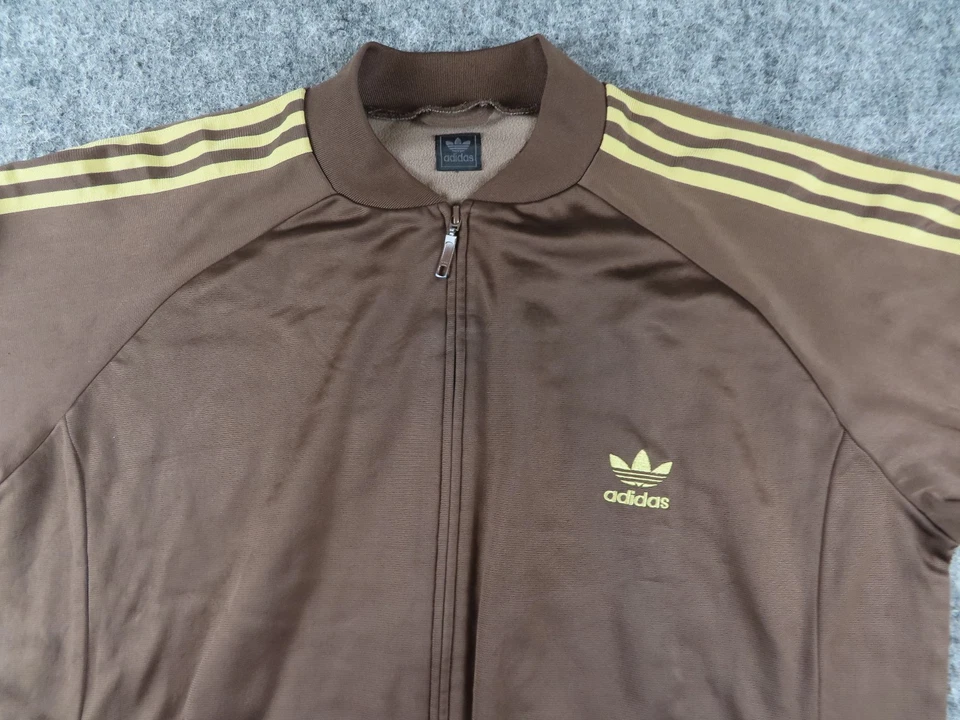 Vintage Adidas Jacket Mens 2XL Brown Gold Firebird Track 3 Striped USA Y2K - Image 2 of 4